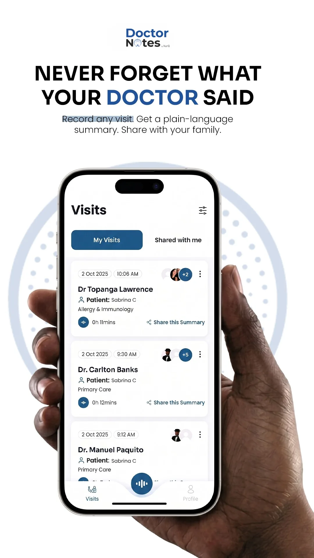 Doctor Notes app recording screen